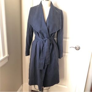 Club Monaco Elleyne Waterfall Collar Trench Coat Navy